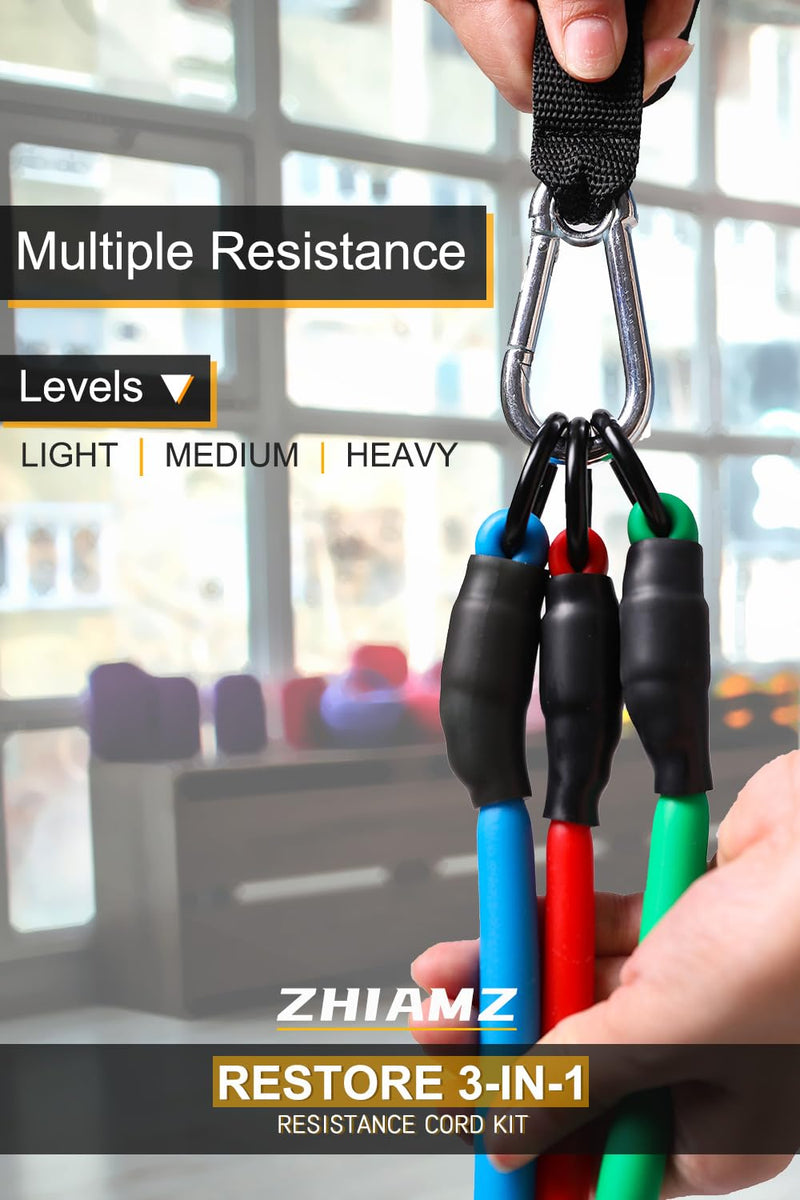 Resistance Bands with Handles, Single Resistance Bands, Exercise Bands with Handles, for Resistance Training, Physical Therapy, Home Workouts, Fitness, Pilates 3-1 band- 90lbs