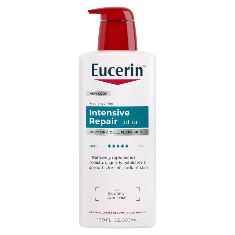 Eucerin Intensive Repair Body Lotion for Dry Skin with Alpha Hydroxy, Body Moisturizer for Very Dry Skin, Moisturizes, Exfoliates and Conditions, Fragrance Free and Paraben Free, 16.9 Fl Oz Bottle - BeesActive Australia