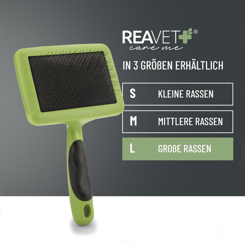 ReaVET dog brush, cat brush, slicker brush for long-haired dogs and cats I large breeds (L) I gently removes undercoat, tangles and knots I pet brushes large breeds (L) - BeesActive Australia