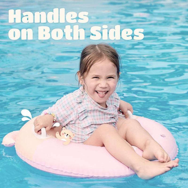 NAI-B Toddler Float Tube, Inflatable Swimming Pool Ring with Seat, Blow up Swim Training Aid Float Ring for 2-5 Year Old Boys Girls Toddler Kids Pink - BeesActive Australia