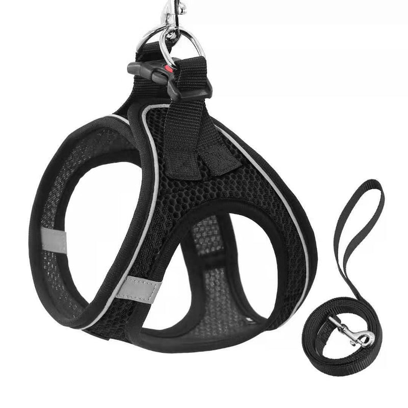 LOS ANDES Cat harness with leash, escape-proof harness for cats, adjustable chest harness, cat harness, reflective, cat leash with harness for cats, puppies S (chest: 30-35 cm) black - BeesActive Australia