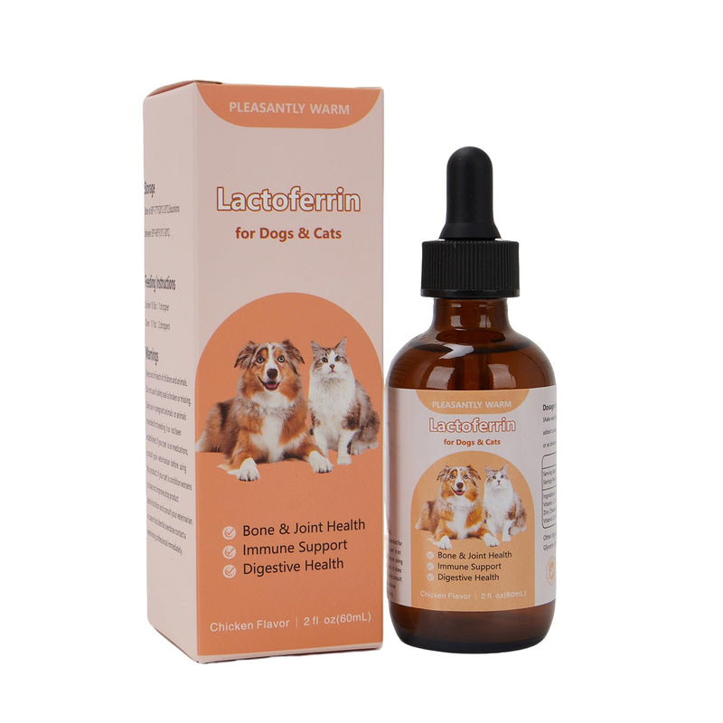 Lactoferrin for Dogs & Cats, Supports Canine Bone, Joint, Immune & Digestive Health ，Chicken Flavor ，2 fl oz