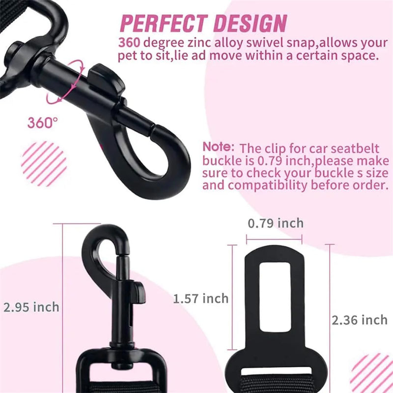 Norox Set of 3 Retractable Seat Belts: Adjustable Dog Seat Belt for Car | Sturdy, Durable, 360 Degree Rotating Elastic Straps for Pet Safety | Universal Fit Small to Large Dog Seat Belt Harness, Black - BeesActive Australia