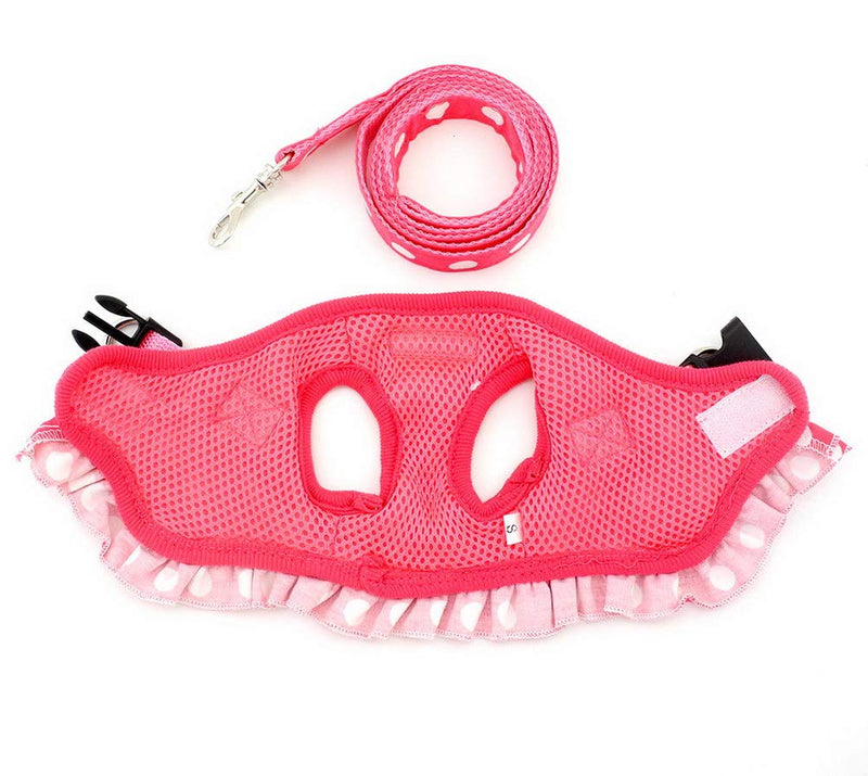 Selmai Puppy Small Cat Girl Dog Vest Dots Harness Leash Set Mesh Padded No Pull Lead S Pink - BeesActive Australia