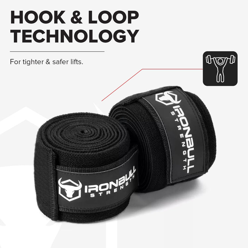 Knee Wraps for Weightlifting - 80" Elastic Knee Straps for Squats and Weight Lifting - Lifting Knee Wraps for Strength & Compression Wrap - Knee Support for Squatting, Powerlifting, Gym Black