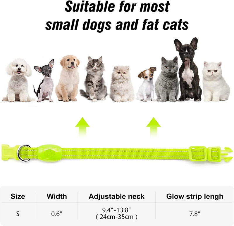 Visinite Luminous Dog Collar, Waterproof, Adjustable, USB Rechargeable LED Dog Collars, Glows in the Dark, Luminous Dog Collar Keeps Your Small Dog Visible and Safe, Green, S Green S - BeesActive Australia