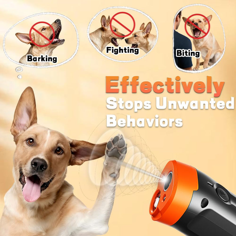 Dog Bark Deterrent Devices, 2X Ultrasonic Anti Barking Device for Dogs, 39 FT Range Outdoor Anti Barking Device for Dogs, 3-in-1 Training Modes with LED Flashlight, USB-C Rechargeable, Orange