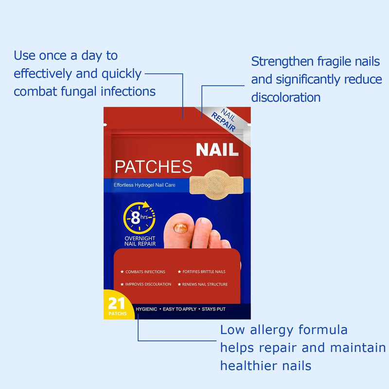 Fungal Nail Patches, 7 Days Nail 𝐅𝐮𝐧𝐠𝐮𝐬 Treatment, Toenail Treatment Patches Extra Strength - 100% Pure Natural Plant extract Repair for Damaged Nails, Kerasal Toenail