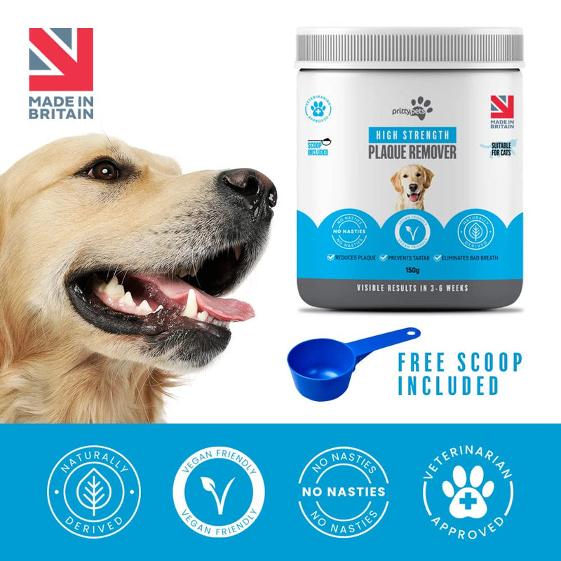 Plaque Off Powder for Dogs and Cats – 100% Natural Dental Care, Helps Reduce Tartar & Bad Breath, Easy Food Topper for Daily Oral Hygiene, Dog Plaque Remover for Teeth (150g) 150g