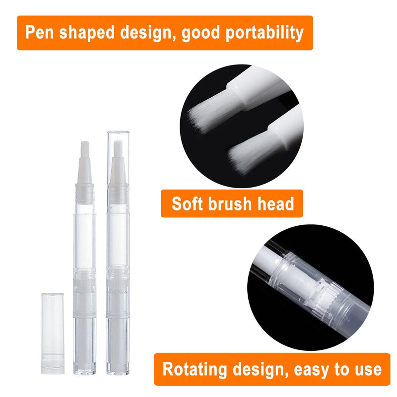 40 Pack 3 ML Transparent Twist Pens, Empty Cuticle Nail Oil Pen with Brush Tip, Cosmetic Lip Gloss Containers Applicators Eyelash Growth Liquid Tube with 2 Stickers 40Pack & Stickers - BeesActive Australia