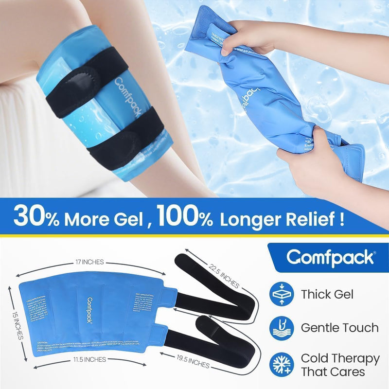 Reusable Leg Ice Pack Wrap for Calf & Shin Splint Relief - 360° Full Coverage Hot & Cold Therapy Compression Sleeve, FSA Eligible Ice Pack for Knee, Elbow and Arm Swelling - BeesActive Australia