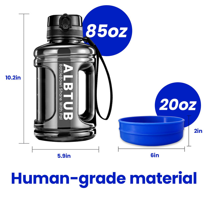 Large Dog Water Bottle for Hiking Beach Walking, 85OZ, Extra Large, Dog Water Bowl Dispenser Portable for Travel, Dog Park, Traveling, Outdoor Camping (Blue, 85oz) Blue - BeesActive Australia