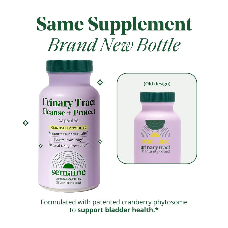Semaine Urinary Tract Cleanse & Protect – 30 ct, Bladder Support Supplement for Women, Flushes Urinary Tract. Combines Cranberry Proanthocyanidins with Hibiscus. Original Sized Jar - BeesActive Australia