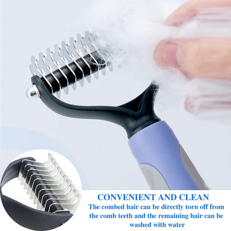 Txeouse Cat Brush Long Hair & Dog Brush Long Hair - Undercoat Comb Removes Undercoat & Tangles | Thinning & Top Hair Protection (Blue) Blue - BeesActive Australia