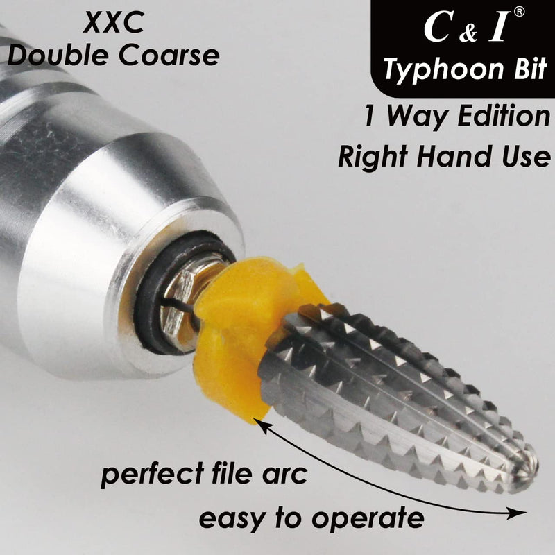 C & I Nail Drill Typhoon Style Efile for Electric File Machine, 1 Way Sharp File-Teeth for Acrylic Gel Nails Remove, Manicure Tools for Nail Techs Use, Right Hand Use Only (Double Coarse -XXC) Double Coarse -XXC - BeesActive Australia