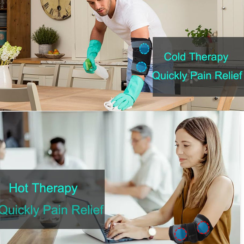 Elbow Splint Brace for Cubital Tunnel with 4pcs Reusable Ice Pack for Women and Men ,Ulnar Nerve Entrapment Brace, Adjustable Elbow Night Splint for Sleeping Elbow Support Brace for Tendonitis and Tennis Elbow-Pain Relief(Onesize)