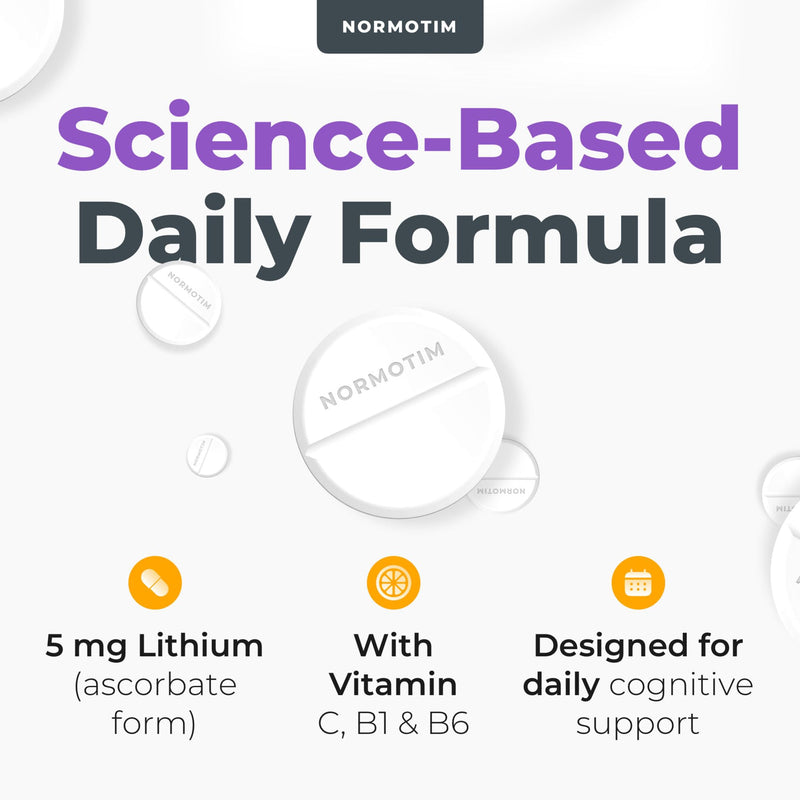 Calm & Focus Support – Lithium Ascorbate 5mg Fast-Dissolve Tablets with Vitamin C, B1 & B6 – Non-Drowsy Cognitive & Memory Support – Compare to Lithium Orotate – Made in USA – 60 Count