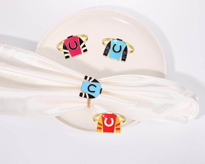 Kentucky Derby Napkin Rings,Derby Horse Race Suit Napkin Rings Equestrian Horseshoes Napkin Holder for Kentucky Derby Party Table Decorations Set of 9 9Pcs Derby Napkin ring - BeesActive Australia