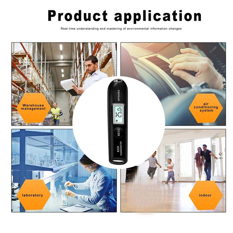 Contactless Mini Digital Infrared Thermometer Handheld Portable Pocket Temperature Pen with LCD Display for Industrial Use Accurate Readings in Celsius and Fahrenheit Wide Range -50°C to 220°C