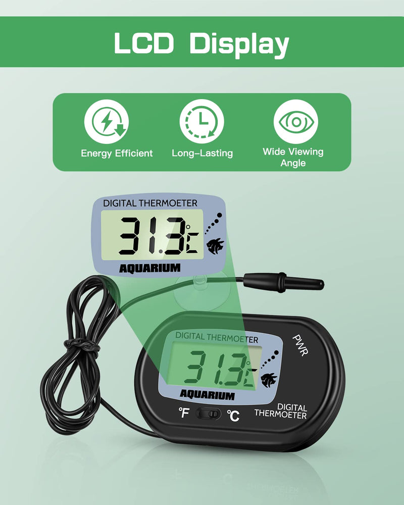 Zacro 2 Pack Digital Aquarium Thermometer, Fish Tank Thermometer, Water Thermometer with Large LCD Display,Reptile Thermometer for Fish Tank Water Terrarium 2 Packs - BeesActive Australia