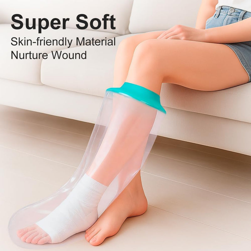 CIVJET Waterproof Cast Cover for Shower Adult Half Leg – Reusable Leg Cast Protector with Soft Ring Seal, Leakproof Cast Covers for Showering Foot Ankle Calf Surgery, Shower Boot for Injury Recovery Short Leg