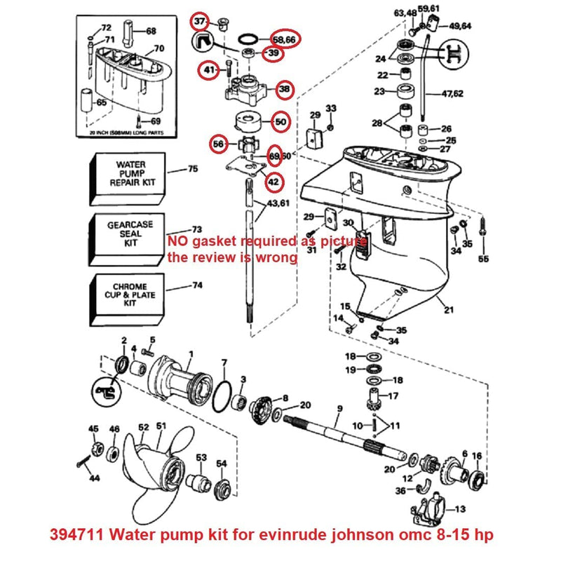 MARKGOO 394711 Water Pump Impeller Repair Kit with Housing for Johnson Evinrude OMC 8 9.9 10 15 HP Outboard Boat Motor Engine Parts Replacement 0394711 391698 386697 Sierra Marine 18-3327