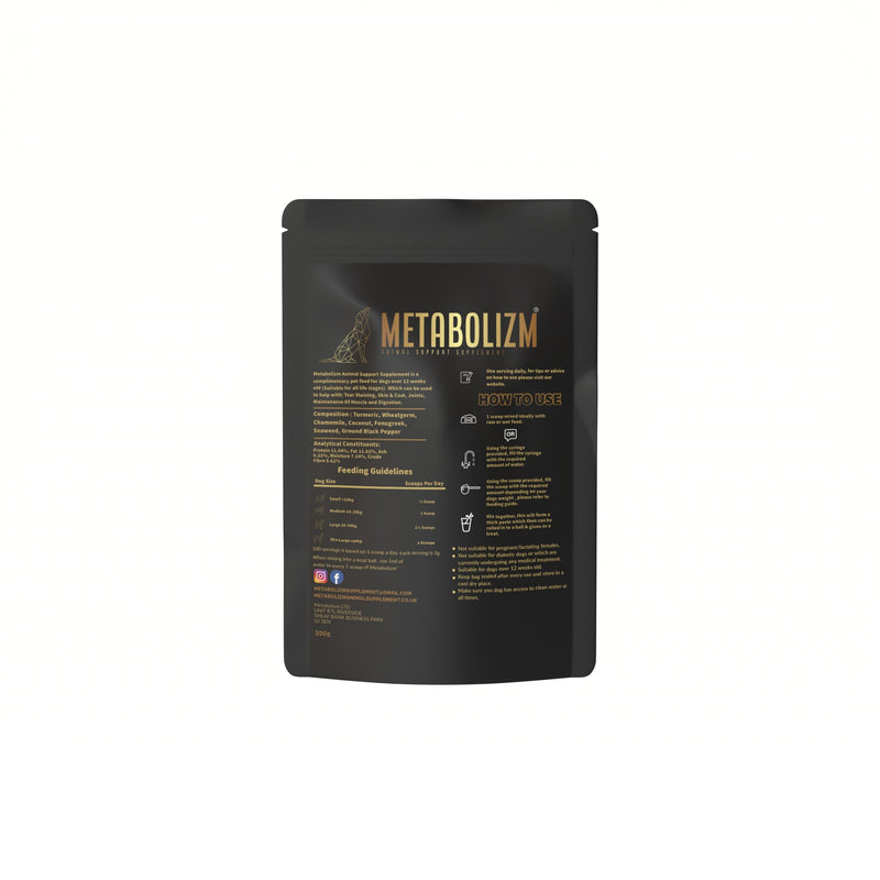 Metabolizm Dog Supplement Powder | Fast Relief for Loose Stools & Digestion | Natural Multivitamin with Probiotics, Omega 3 for Skin, Coat & Joints