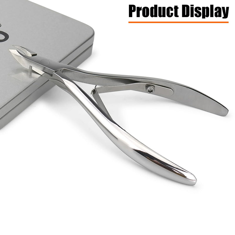 LePinko Salon-Quality Cuticle Trimmer with Cuticle Pusher, Super Labor-saving Cuticle Cutter, Sharp Cuticle Clippers for Manicurist, Professional Pedicure Manicure Nail Care Tool, 5mm Jaw Silver - BeesActive Australia