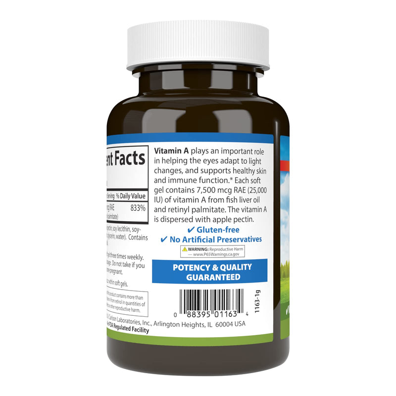 Carlson Labs Vitamin A with Pectin, 25000 IU, 300 Softgels 300 Count (Pack of 1)
