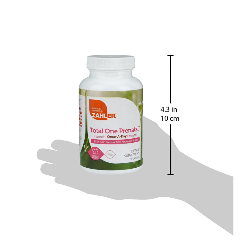 Zahler - Total One Prenatal Vitamins for Women (90 Count) Daily Multi Vitamin Prenatals with Folic Acid, Iron, Zinc & 19 Other Essential Vitamins & Minerals - Kosher Pre Natal Multivitamin Capsules 90 Count (Pack of 1)
