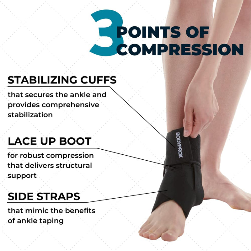 Bodyprox Ankle Brace for Women and Men, Lace Up Ankle Support Brace Stabilizer For Sprained Ankle (Medium) Medium (Pack of 1)