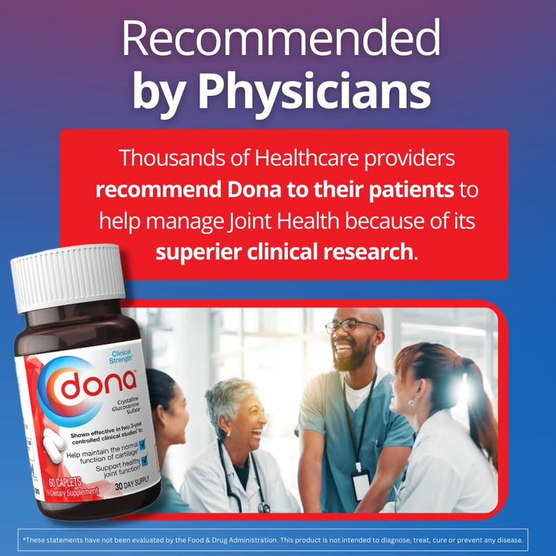 Dona Crystalline Glucosamine Sulfate, 1500 Mg, Joint Supplement Pills for Knee Comfort & Joint Health Support, 1500 Mg, 60 Count