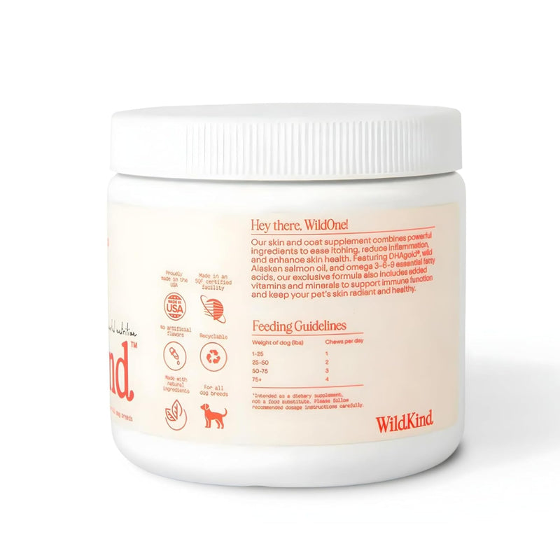 WildKind Dog Allergy Chews for Dogs – Wild Alaskan Salmon Oil for Dogs, Dog Itch Relief, Skin & Coat Supplement for Dogs, Shedding Control, Digestive & Immune Health Support, 120 Soft Chews
