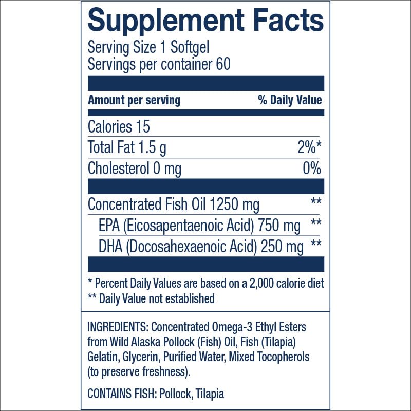 Wiley's Finest Wild Alaskan Fish Oil Peak EPA, 60 Count (Pack of 1) | Heart and Joint Support, Triple-Strength Peak EPA and DHA, 1000 mg Omega-3s, Heart Health Support 60 Count (Pack of 1)