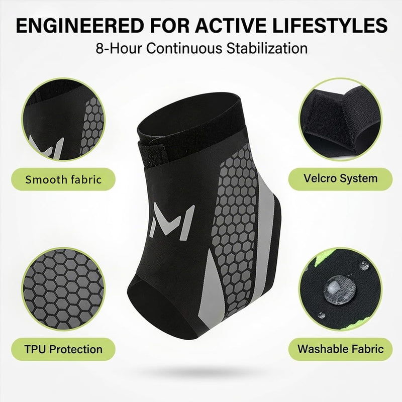 Ankle Brace 2 Pack for Men & Women, Adjustable Lace-Up Ankle Support with Straps, Breathable Compression Stabilizer for Sports, Running, Basketball & Daily Wear (Gray) - BeesActive Australia