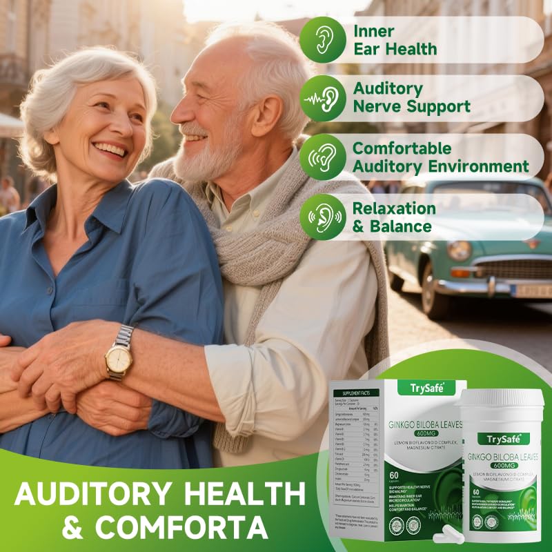 1000mg Hearing Support Formula - Tinnitus Relief for Ringing Ears with 600mg Ginkgo biloba, 230mg Lemon Bioflavonoid Complex & Vitamins, Support Inner Ears Healthy, Auditory Nerve* & Sleep*