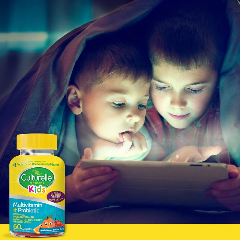 Culturelle Kids Multivitamin + Probiotic Gummies, Ages 2+, 90 Count | From the #1 Pediatrician-Recommended Brand± Digestive Health, Immune & Vision Support*, 11 Vitamins & Minerals + Lutein 60 Count (Pack of 1)