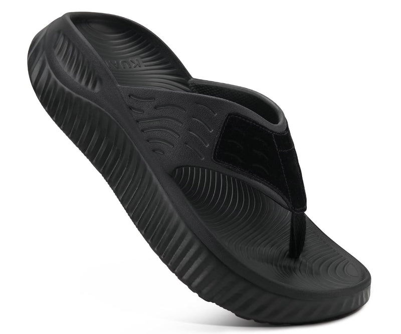 KuaiLu Flip Flops for Women with Arch Support Summer Beach Thong Sandals 9 Black（go One Size Up）
