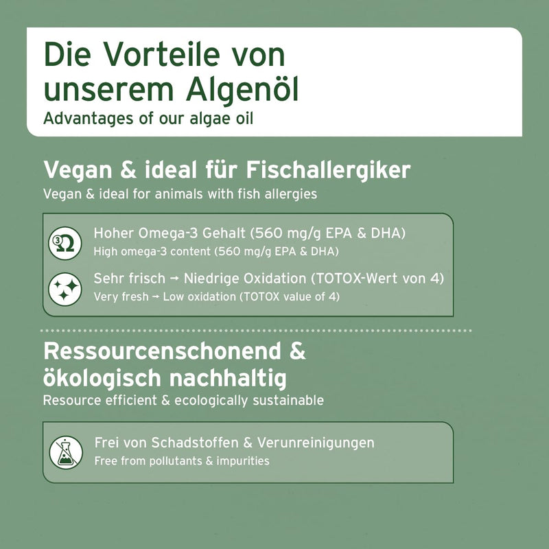 AniForte Algae Oil for dogs & cats 50 ml – Highly concentrated, vegan omega-3 oil to support joints, metabolism, skin & coat