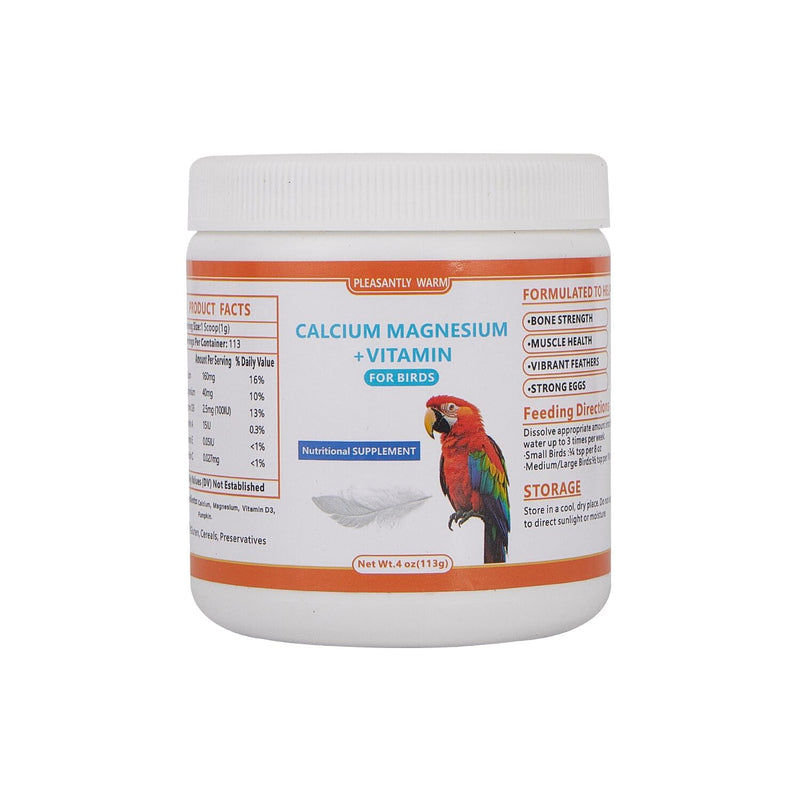 Calcium Powder for Birds with Magnesium & Vitamin D3 – 4oz，Essential for molting Period ， Faster Feather Regrowth, Strong Beak & Bone