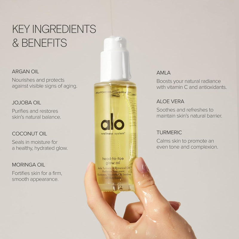Alo Head-to-Toe Glow Oil, Hydrates & Nourishes Skin, Citrus, 3.2 oz | Jojoba, Amla, Aloe & Vitamin E, Glow-Boosting Natural Dry Body Oil