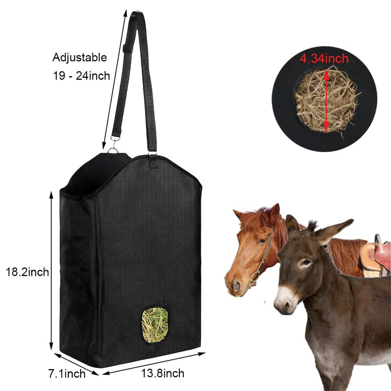 2 Pcs Hay Feeder for Goat, Nylon Goat Feeder, Slow Feed Hay Bag Less Hay Waste Tote Bag with Metal Ring and Adjustable Strap for Sheep Horses Paddock (Black) - BeesActive Australia