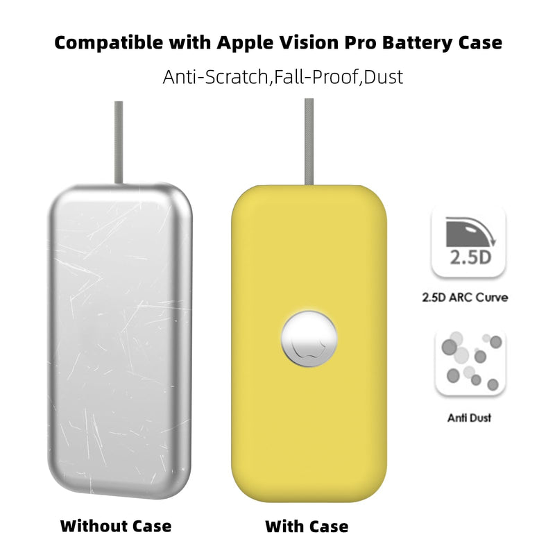 Soft Silicone Case Cover Compatible with Apple Vision Pro Battery Case Apple VR Vision Pro Battery Protective Case Cover Anti-Scratch Fall-Proof Case for Apple Vision Pro Battery Accessories (Yellow) Yellow - BeesActive Australia