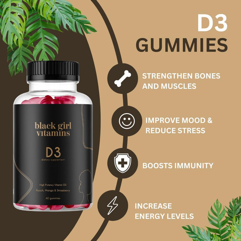Black Girl Vitamins Look Good Feel Good Bundle – Hair Skin & Nails, Vitamin D3 2000IU & Once a Day Multivitamin - Women's Supplement Bundle – Energy, Immunity & Beauty Support 3 Count (Pack of 1)