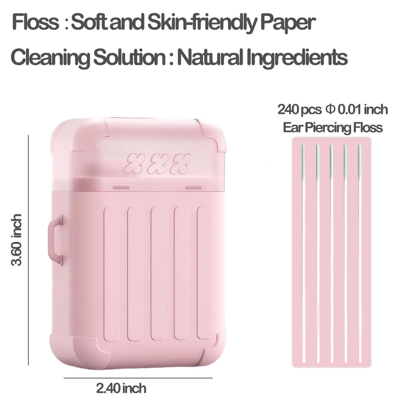 Piercing Cleaner, Ear Hole Cleaner, Piercing Cleaning Kit with 240pcs Disposable Ear Piercing Cleaning Floss & 15ml Cleaning Solution for Women Men - BeesActive Australia
