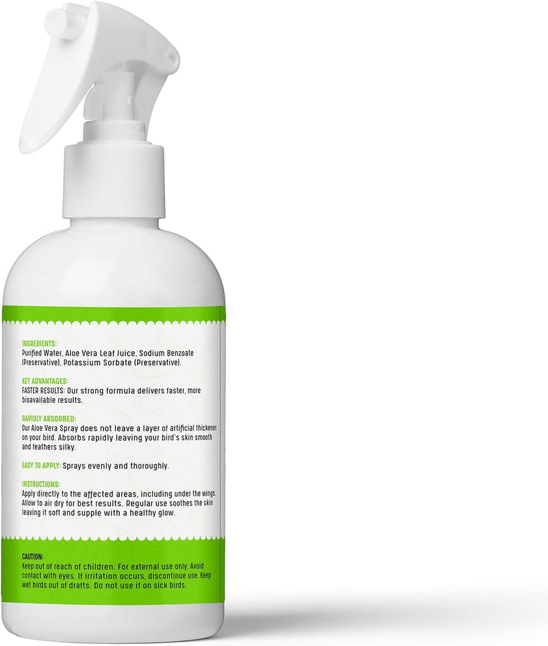 UnRuffledRx™ Aloe Vera Bird Spray - 8oz Bird-Safe Moisturizing Mist - Safe if Ingested, Conditions Feathers, Gentle for Daily Use - Fine-Mist Application, Natural, Odor-Free, Made in USA 8 Fl Oz (Pack of 1) - BeesActive Australia