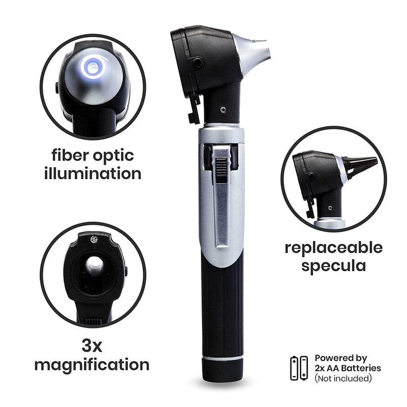 Zyrev ZetaLife Otoscope Set with 50 Extra Disposable Specula Tips, Black - BeesActive Australia