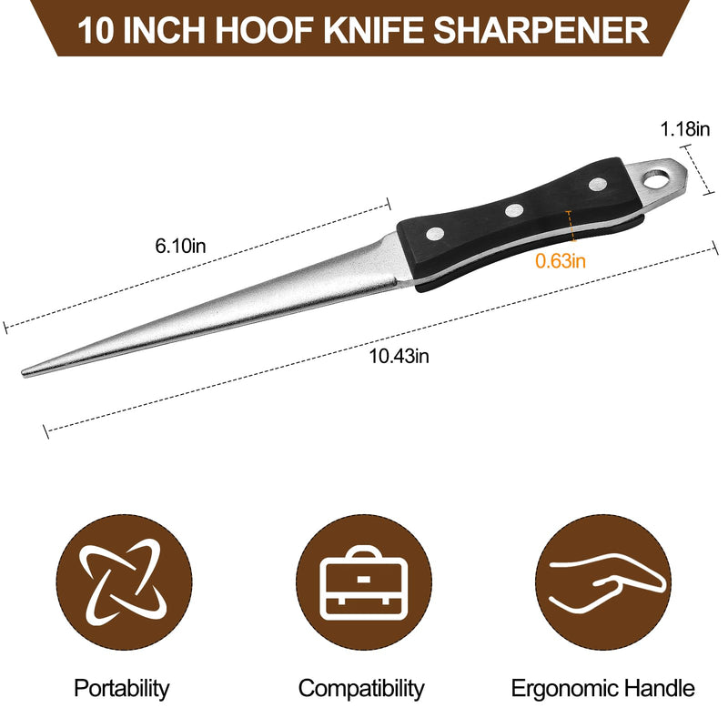 Hoof Knife Sharpener,10 Inch Farrier Tool,Honing Rod with Professional Ergonomic Solid Wood Handle for Hoof Knives and Most Kinds of Farm Knives