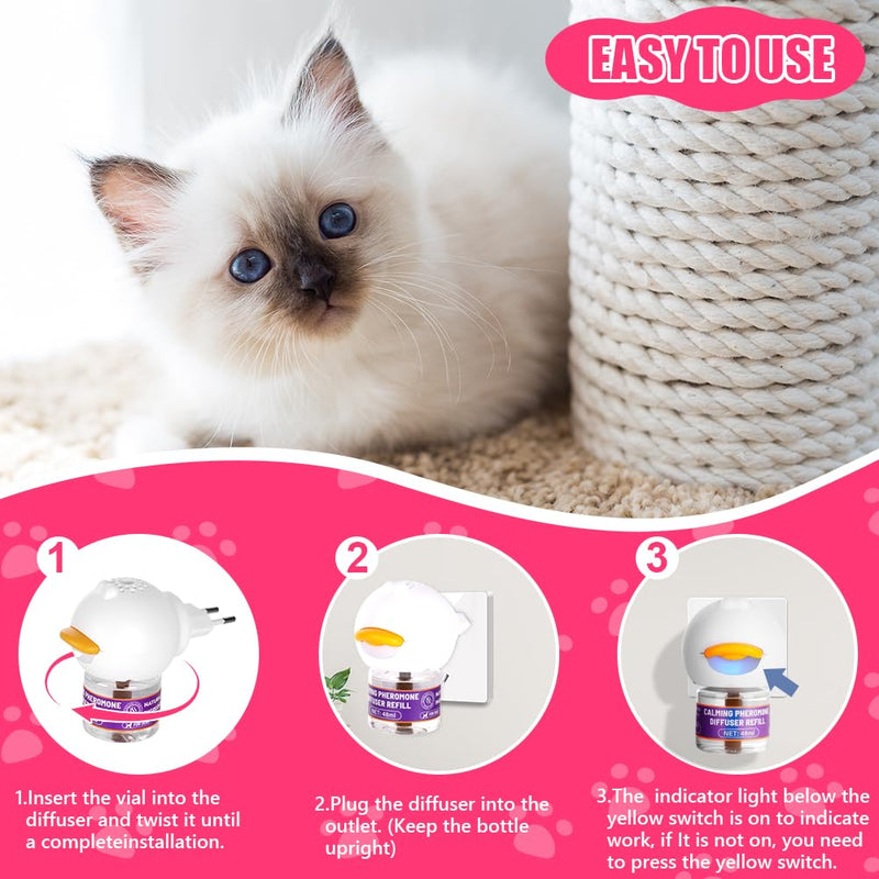 OSDUE Cat Calming Plug In Refiils, 3 Pack Pheromone Diffuser Refiils for Cats Relaxation, Anxiety Relief & Stress Relief, Calming Diffuser Refiil Kit for Cat, 90 Days 3 Refill