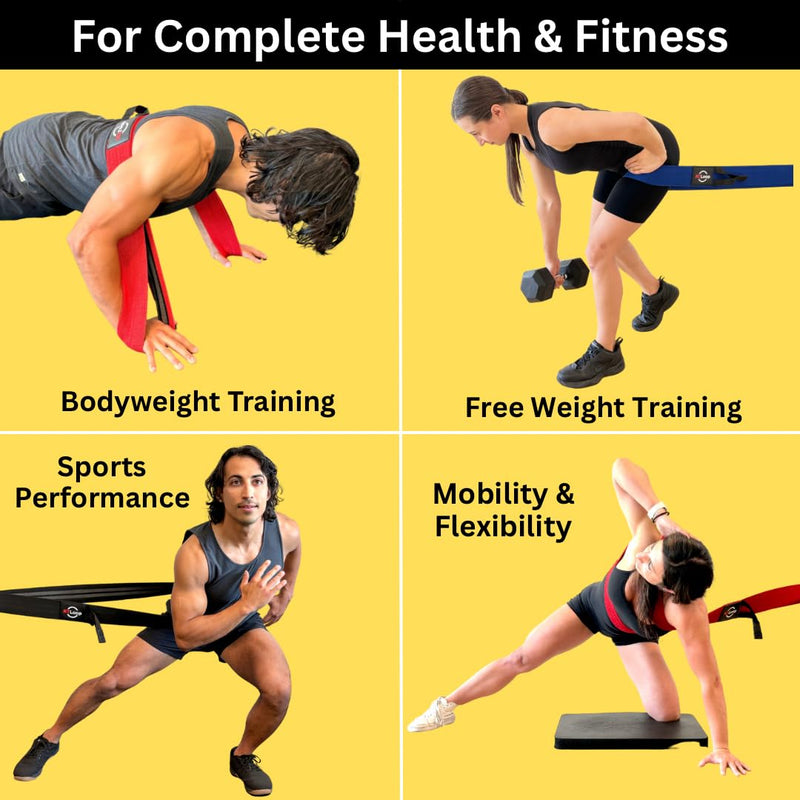 Long Fabric Resistance Band with Door Anchor - Full Body Resistance Band for Working Out and Physical Therapy - Medium Strength Exercise Band - BeesActive Australia